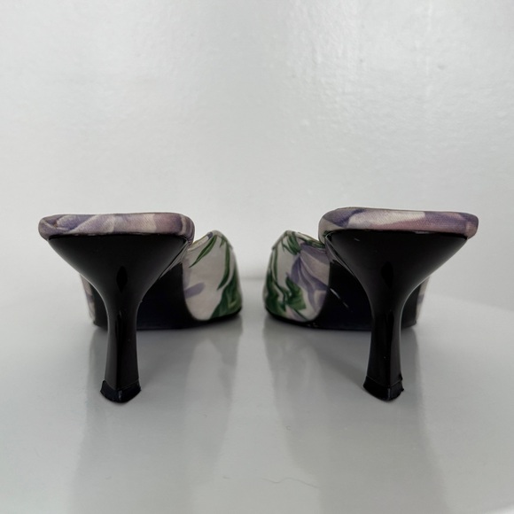 Dolce Gabbana Rose Floral Satin Vintage Kitten Heels Mules Y2k - Picture 5 of 8